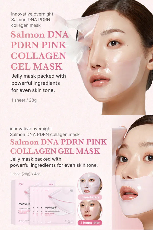 Medicube PDRN Pink Collagen Mask x4 - Mascarilla Coreana Reafirmante | KoreaSkin Uruguay
