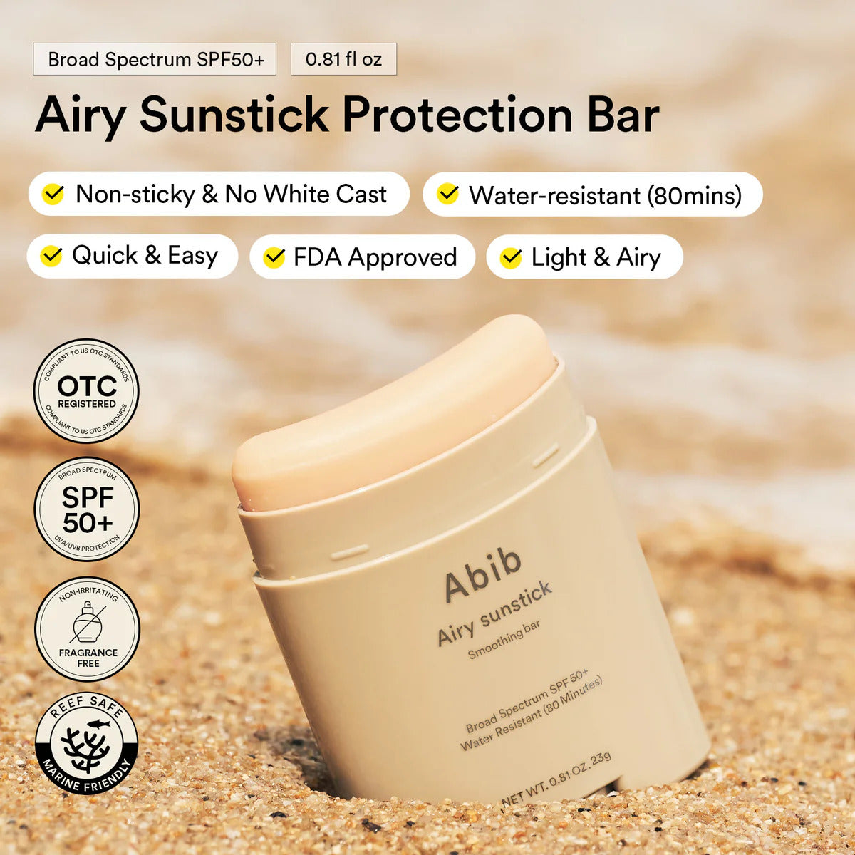 Abib Airy Sunstick Smoothing Bar SPF50+ PA++++ (22 g)